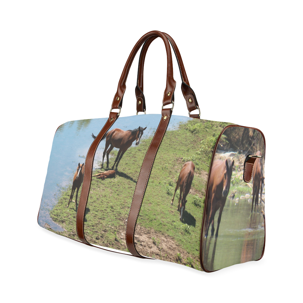 Wild Horses Along River by Martina Webster Waterproof Travel Bag/Small (Model 1639)