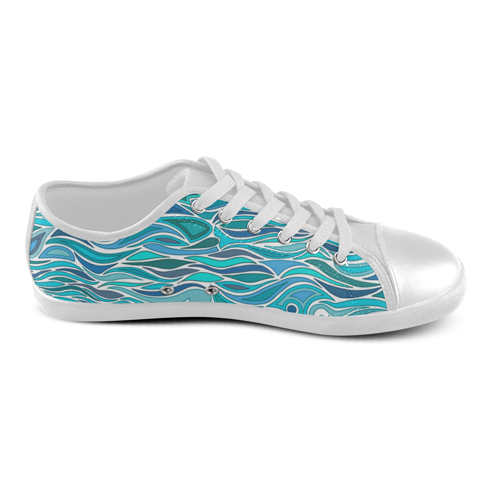 Ocean Waves Blue Abstract Doodle by ArtformDesigns Men's Canvas Shoes (Model 016)