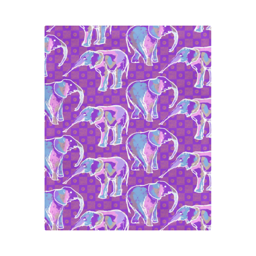 Cute Violet Elephants Pattern Duvet Cover 86"x70" ( All-over-print)