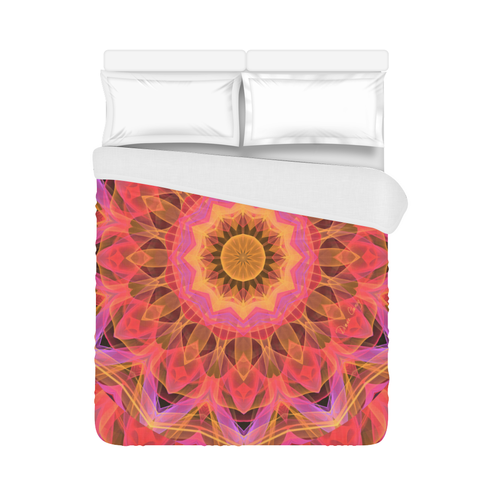 Abstract Peach Violet Mandala Ribbon Candy Lace Duvet Cover 86"x70" ( All-over-print)