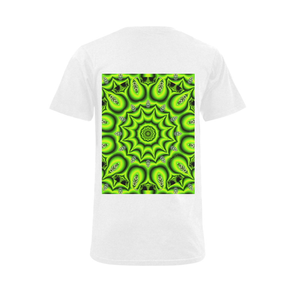 Spring Lime Green Garden Mandala, Abstract Spirals Men's V-Neck T-shirt  Big Size(USA Size) (Model T10)