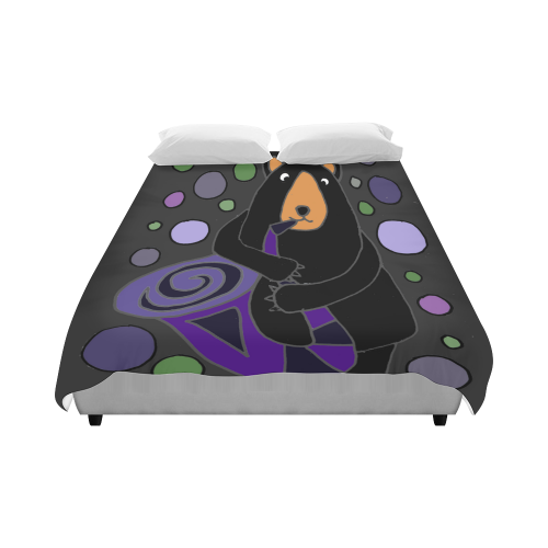 Funny Black Bear Playing Saxophone Duvet Cover 86"x70" ( All-over-print)