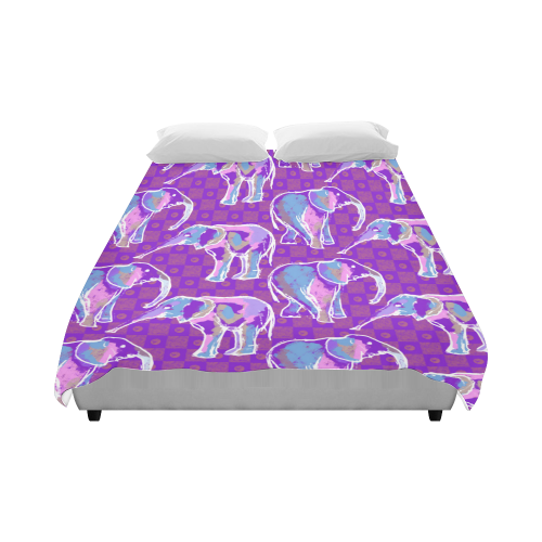 Cute Violet Elephants Pattern Duvet Cover 86"x70" ( All-over-print)