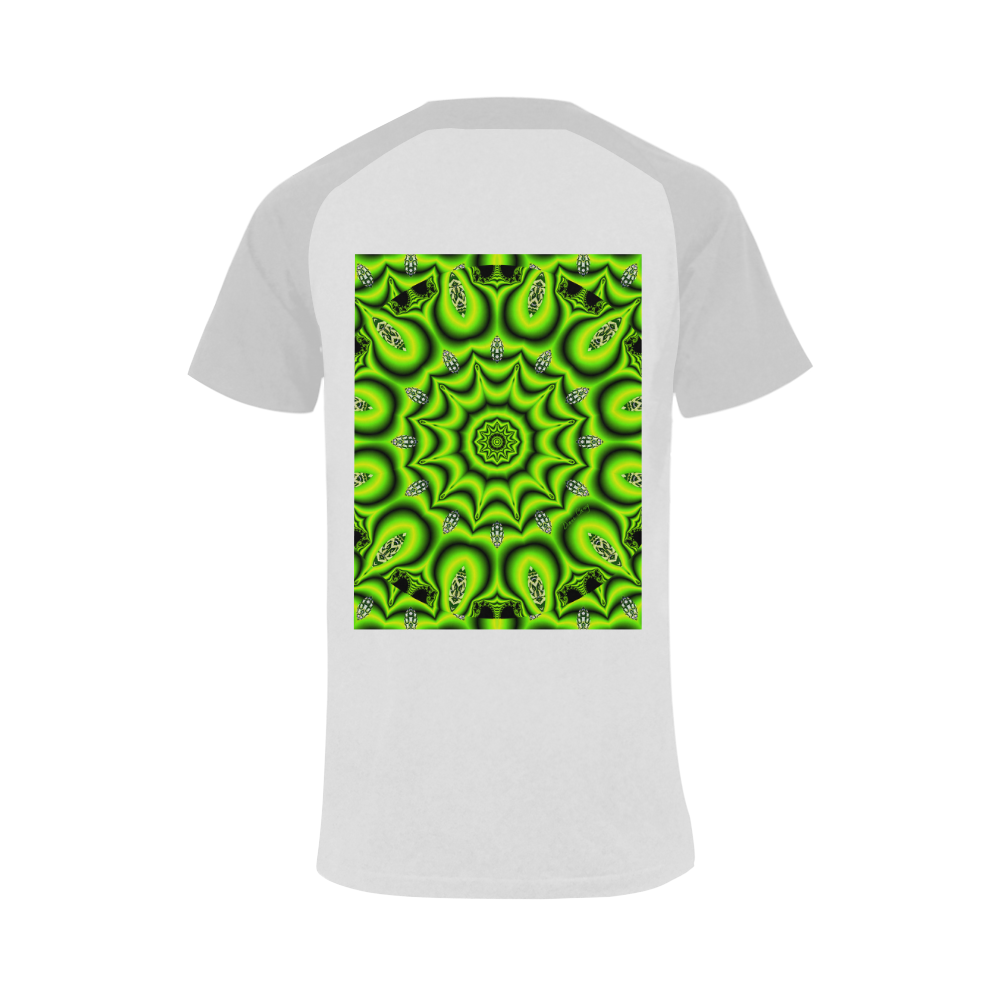 Spring Lime Green Garden Mandala, Abstract Spirals Men's Raglan T-shirt (USA Size) (Model T11)