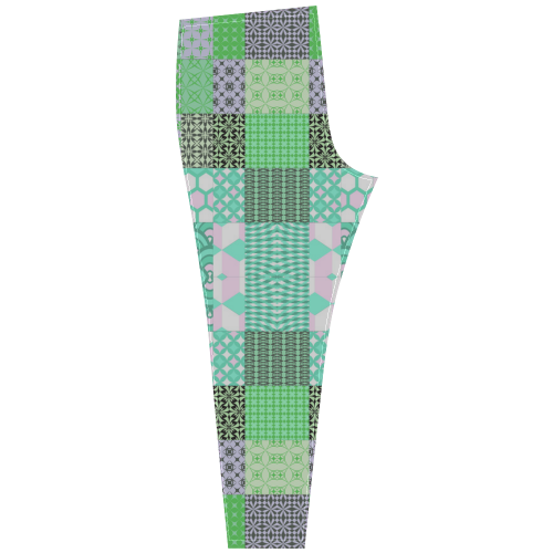 Shapes Pattern Mix - Green Cyan Cassandra Women's Leggings (Model L01)