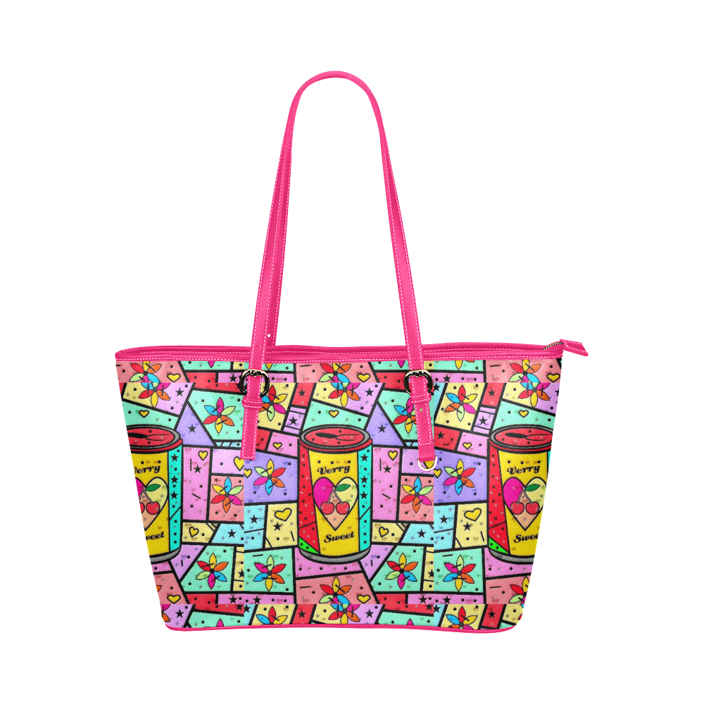 Verry Sweet Popart by Nico Bielow Leather Tote Bag/Small (Model 1651)