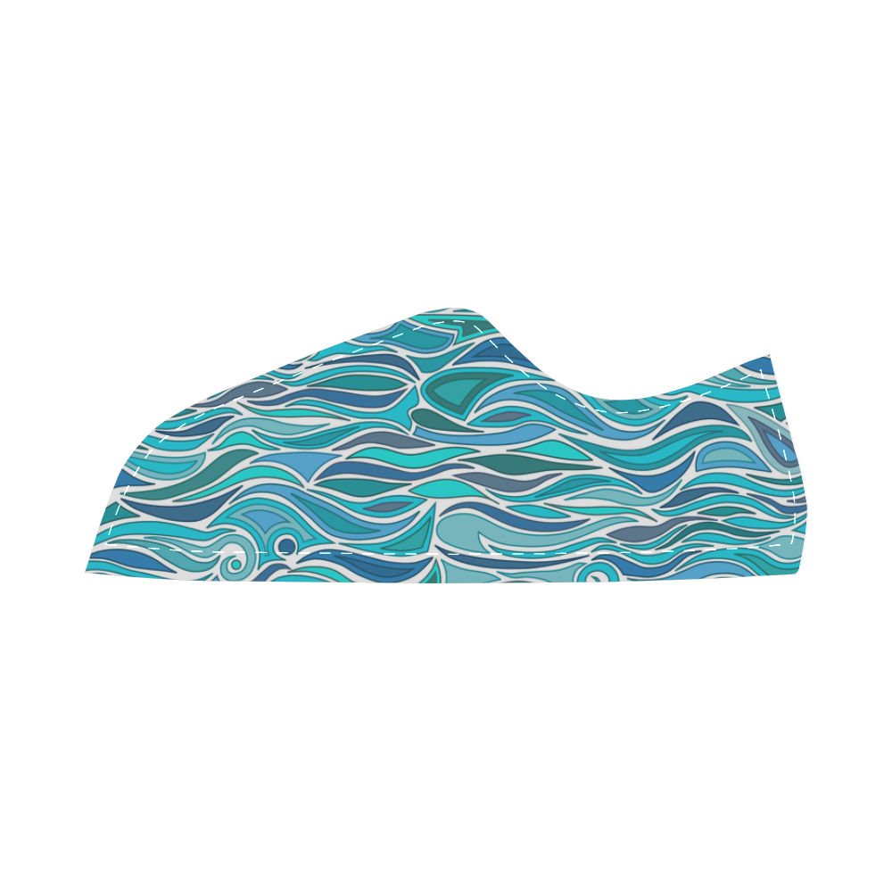 Ocean Waves Blue Abstract Doodle by ArtformDesigns Men's Canvas Shoes (Model 016)