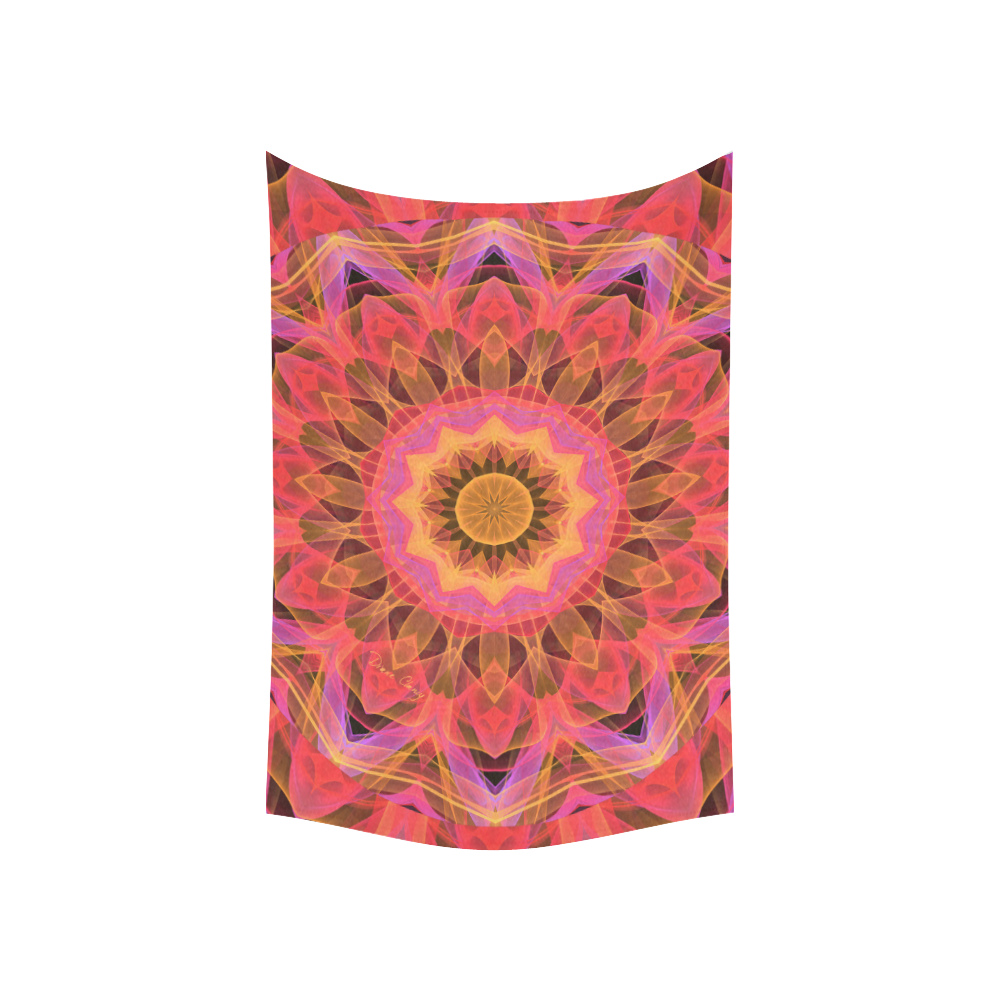 Abstract Peach Violet Mandala Ribbon Candy Lace Cotton Linen Wall Tapestry 60"x 40"