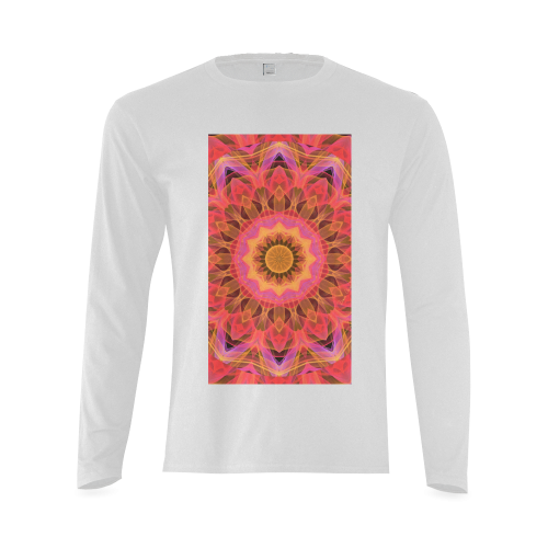 Abstract Peach Violet Mandala Ribbon Candy Lace Sunny Men's T-shirt (long-sleeve) (Model T08)