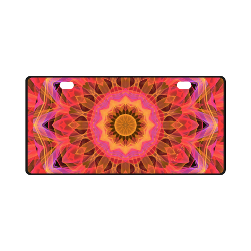 Abstract Peach Violet Mandala Ribbon Candy Lace License Plate