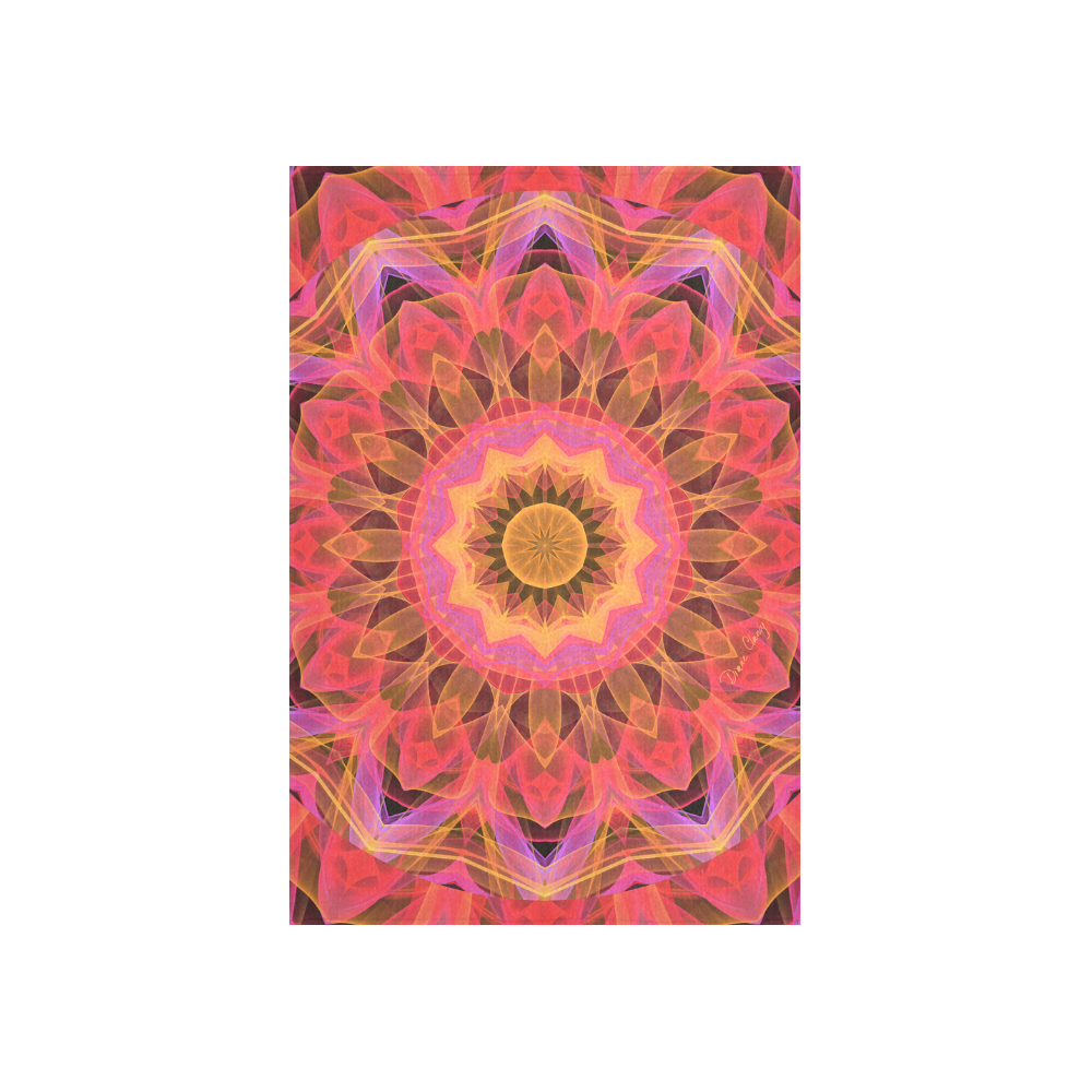 Abstract Peach Violet Mandala Ribbon Candy Lace Cotton Linen Wall Tapestry 40"x 60"