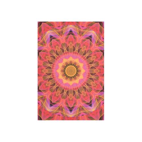 Abstract Peach Violet Mandala Ribbon Candy Lace Cotton Linen Wall Tapestry 40"x 60"
