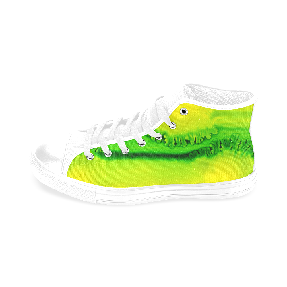 Yellow Colorbubbles Green Colorfern Men’s Classic High Top Canvas Shoes /Large Size (Model 017)