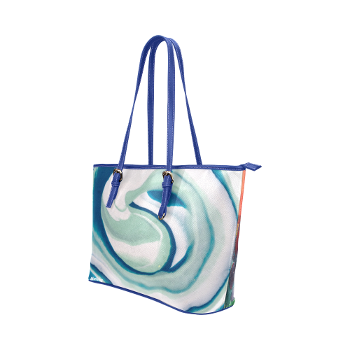 turqouise dreams Leather Tote Bag/Small (Model 1651)