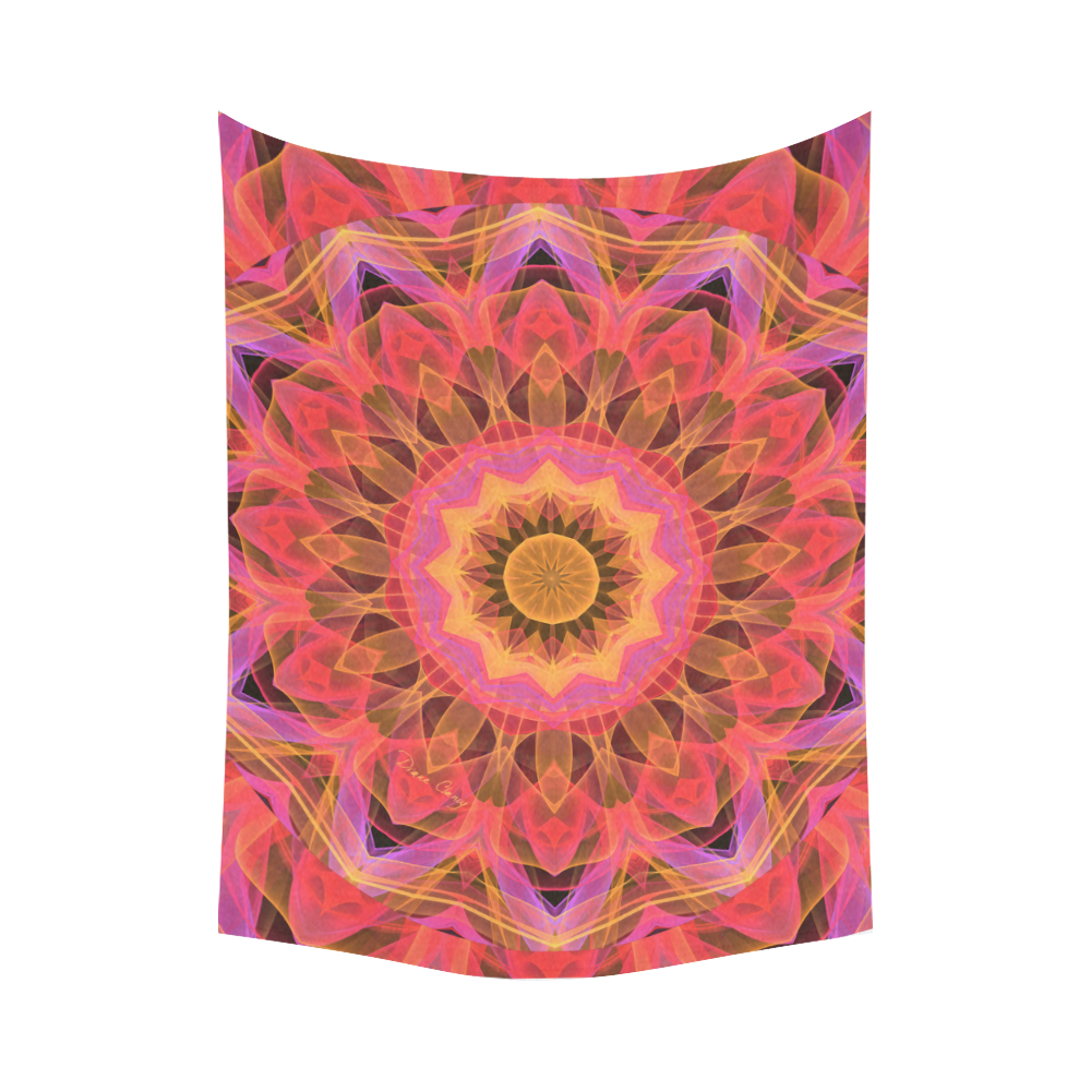 Abstract Peach Violet Mandala Ribbon Candy Lace Cotton Linen Wall Tapestry 80"x 60"