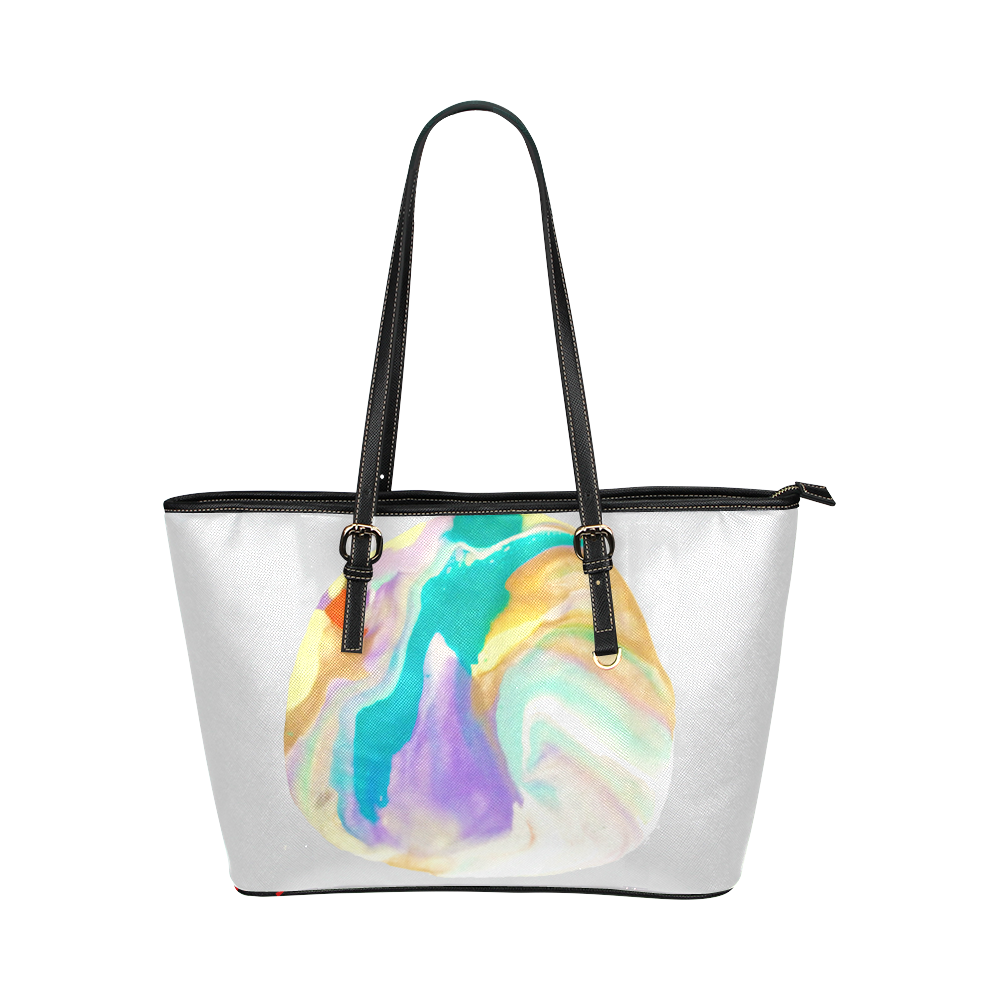 Earth Marble Leather Tote Bag/Small (Model 1651)