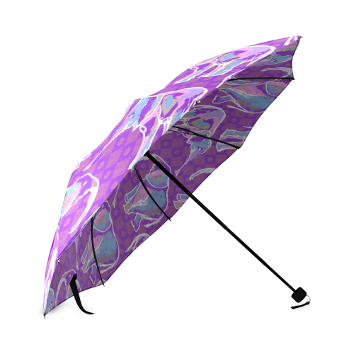 Cute Violet Elephants Pattern Foldable Umbrella (Model U01)