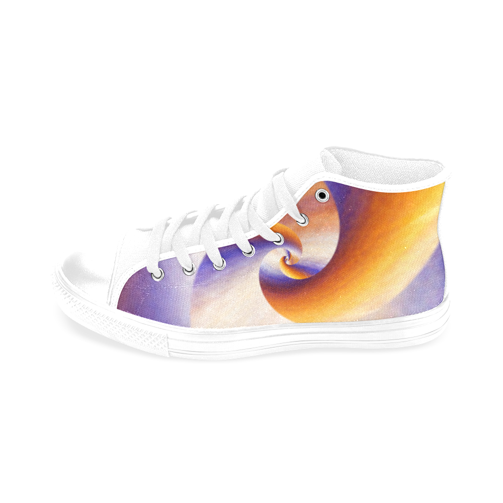 Big Wave Spiral Red Blue Lilac Men’s Classic High Top Canvas Shoes /Large Size (Model 017)