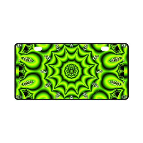 Spring Lime Green Garden Mandala, Abstract Spirals License Plate
