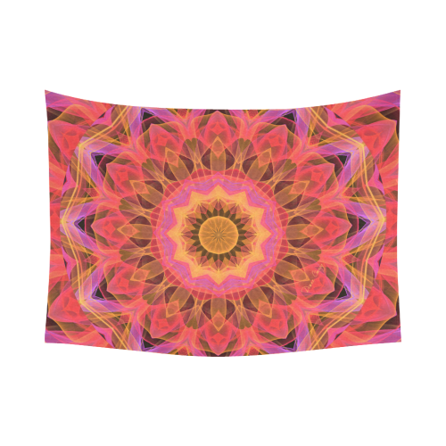 Abstract Peach Violet Mandala Ribbon Candy Lace Cotton Linen Wall Tapestry 80"x 60"