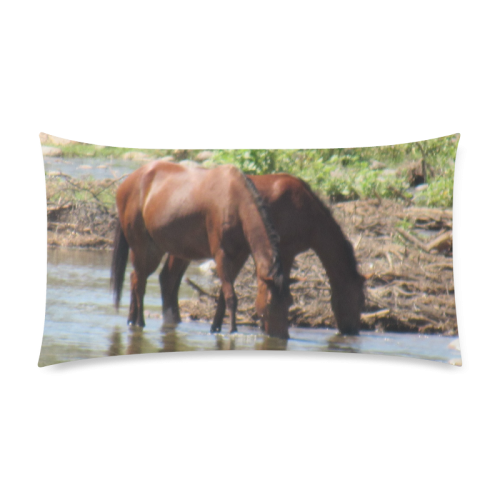 Wild Horses at River by Martina Webster Custom Rectangle Pillow Case 20"x36" (one side)