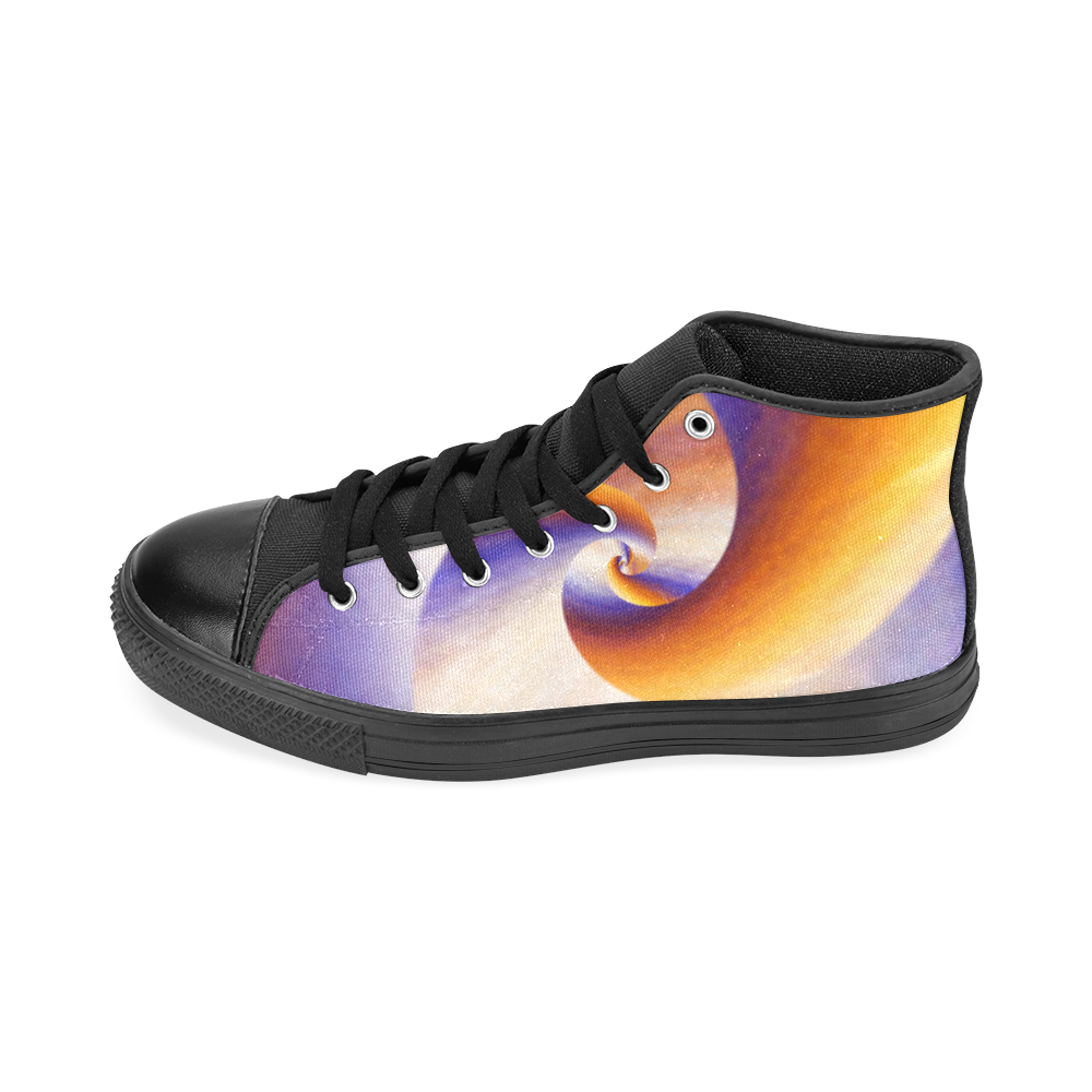 Big Wave Spiral Red Blue Lilac Men’s Classic High Top Canvas Shoes /Large Size (Model 017)