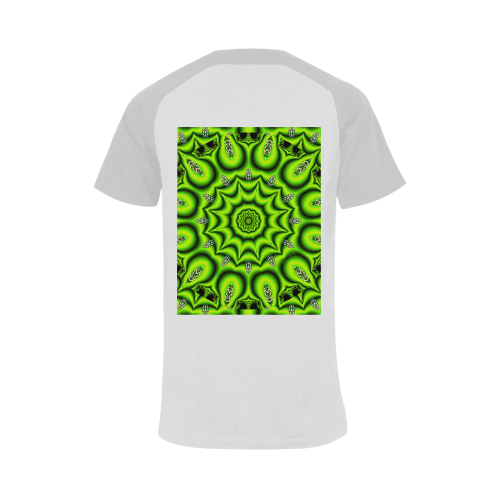 Spring Lime Green Garden Mandala, Abstract Spirals Men's Raglan T-shirt Big Size (USA Size) (Model T11)
