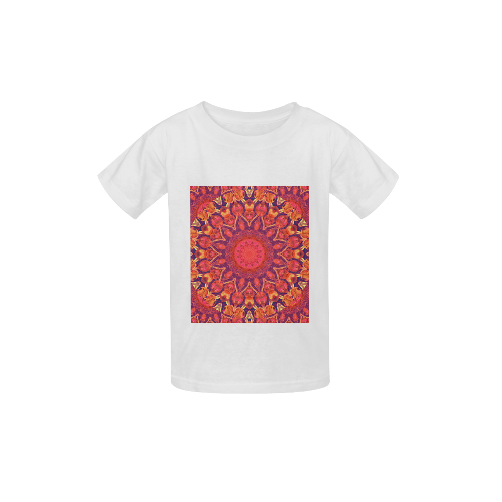 Sunburst, Abstract Peach Cream Orange Star Quilt Kid's  Classic T-shirt (Model T22)