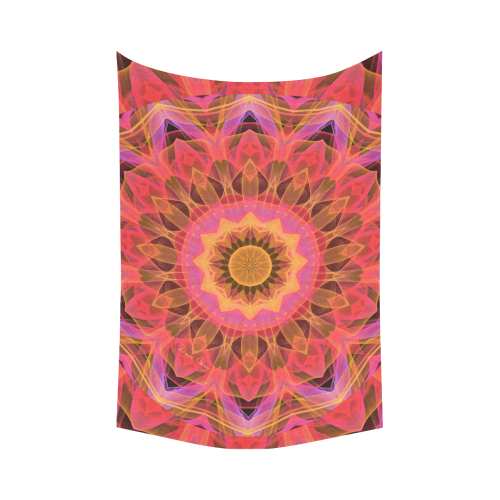 Abstract Peach Violet Mandala Ribbon Candy Lace Cotton Linen Wall Tapestry 90"x 60"