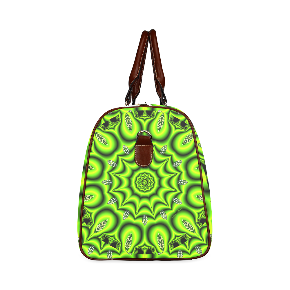 Spring Lime Green Garden Mandala, Abstract Spirals Waterproof Travel Bag/Small (Model 1639)