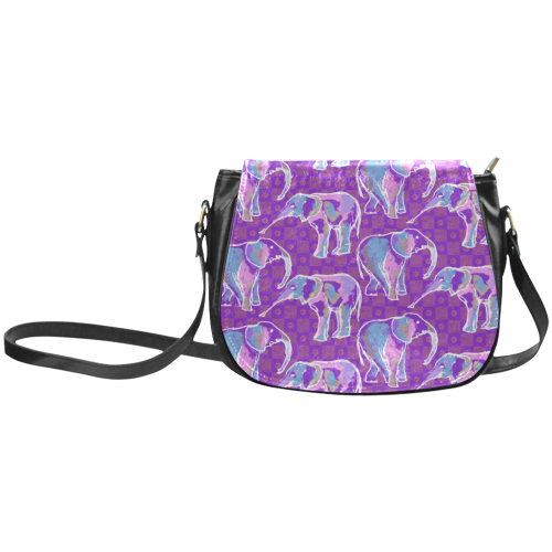 Cute Violet Elephants Pattern Classic Saddle Bag/Small (Model 1648)