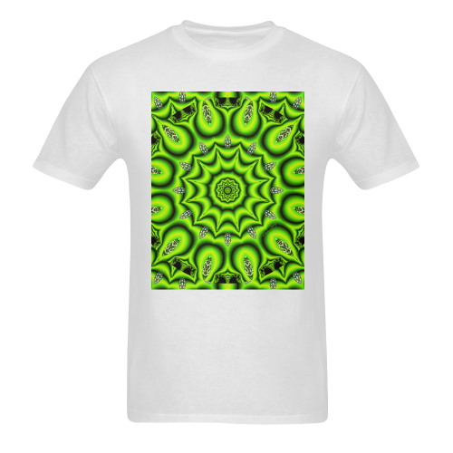 Spring Lime Green Garden Mandala, Abstract Spirals Men's T-Shirt in USA Size (Two Sides Printing)