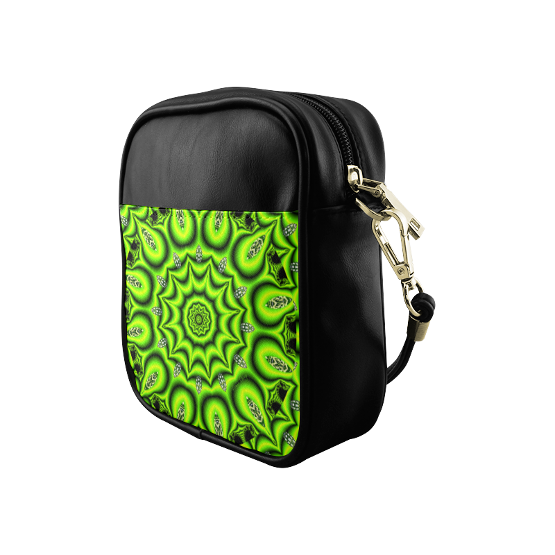 Spring Lime Green Garden Mandala, Abstract Spirals Sling Bag (Model 1627)