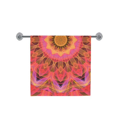 Abstract Peach Violet Mandala Ribbon Candy Lace Bath Towel 30"x56"