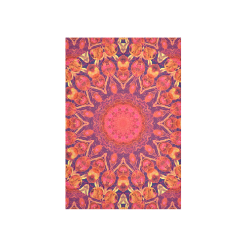 Sunburst, Abstract Peach Cream Orange Star Quilt Cotton Linen Wall Tapestry 40"x 60"