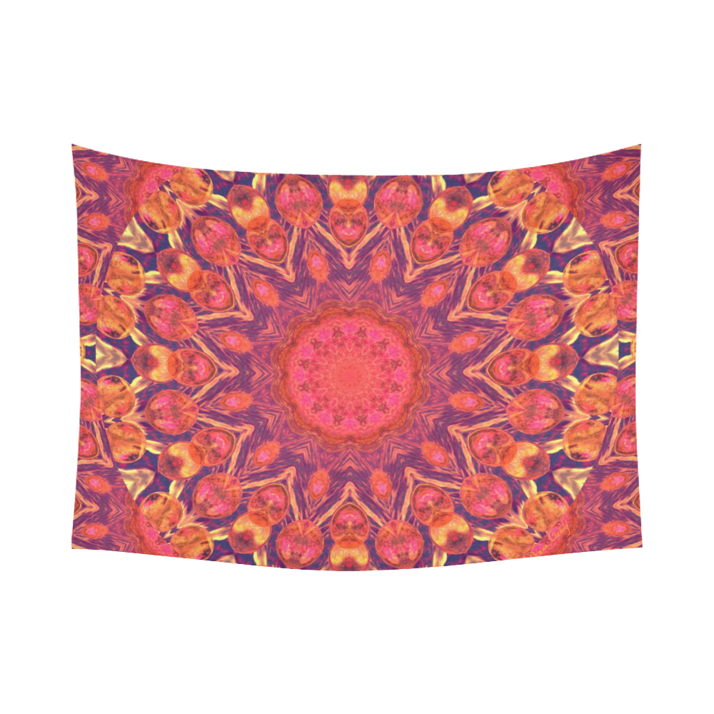 Sunburst, Abstract Peach Cream Orange Star Quilt Cotton Linen Wall Tapestry 80"x 60"