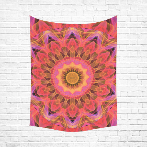 Abstract Peach Violet Mandala Ribbon Candy Lace Cotton Linen Wall Tapestry 60"x 80"