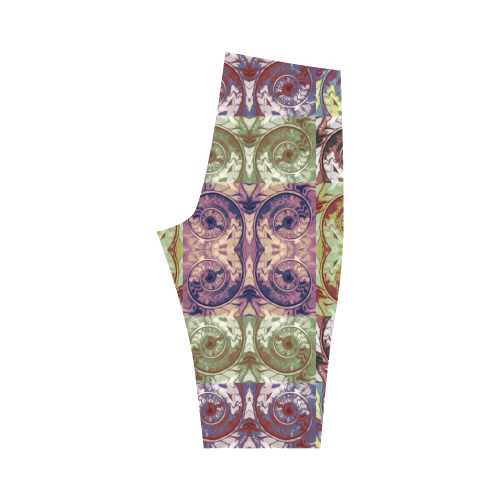 Snails Spirals Mosaic Grunge Pattern Hestia Cropped Leggings (Model L03)