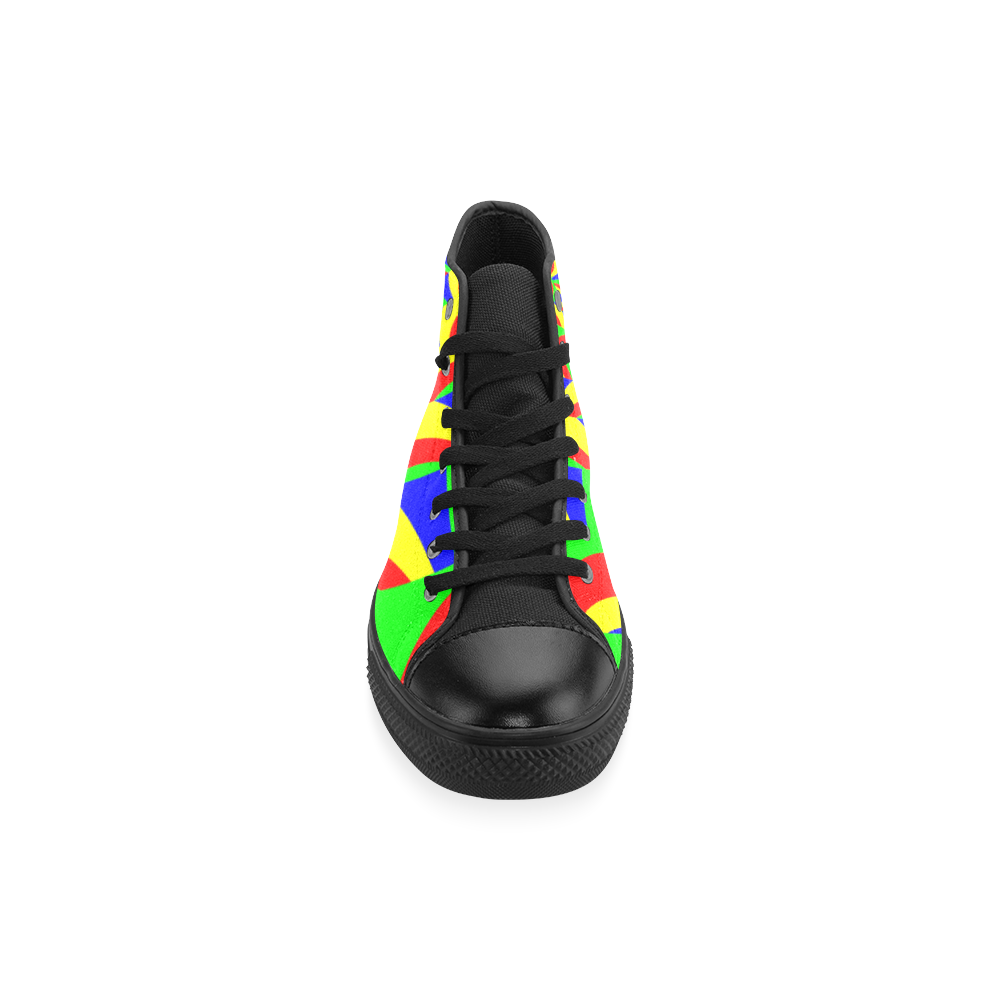 Crazy Colorful Spiral Yellow Green Red Blue Men’s Classic High Top Canvas Shoes /Large Size (Model 017)
