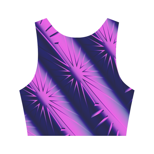 Abstract Purple and Blue Starburst Women's Crop Top (Model T42)