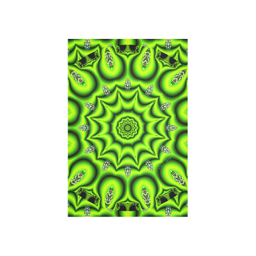 Spring Lime Green Garden Mandala, Abstract Spirals Cotton Linen Wall Tapestry 40"x 60"