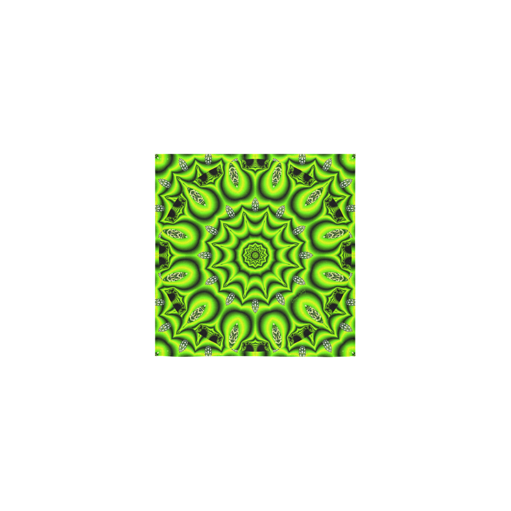 Spring Lime Green Garden Mandala, Abstract Spirals Square Towel 13“x13”