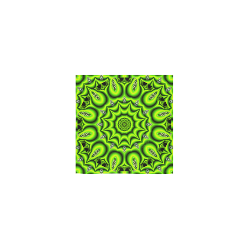 Spring Lime Green Garden Mandala, Abstract Spirals Square Towel 13“x13”
