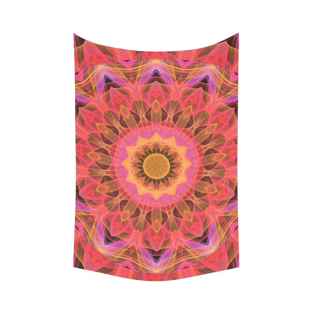 Abstract Peach Violet Mandala Ribbon Candy Lace Cotton Linen Wall Tapestry 60"x 90"