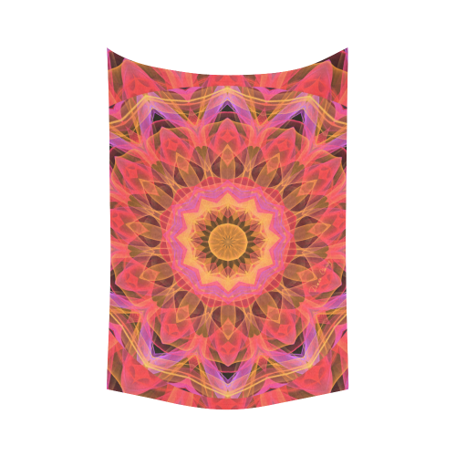 Abstract Peach Violet Mandala Ribbon Candy Lace Cotton Linen Wall Tapestry 60"x 90"