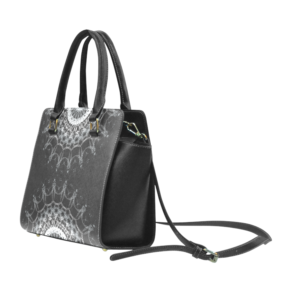 white mandala purse Rivet Shoulder Handbag (Model 1645)
