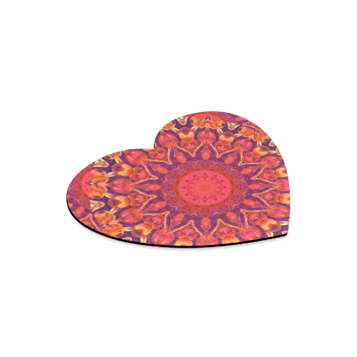 Sunburst, Abstract Peach Cream Orange Star Quilt Heart-shaped Mousepad