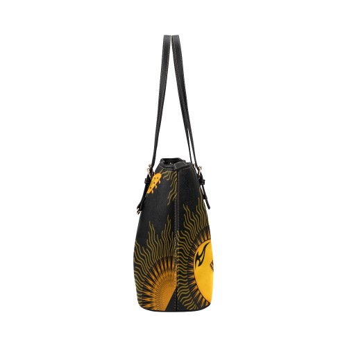 Tribal Sun Guitar by ArtformDesigns Leather Tote Bag/Large (Model 1651)