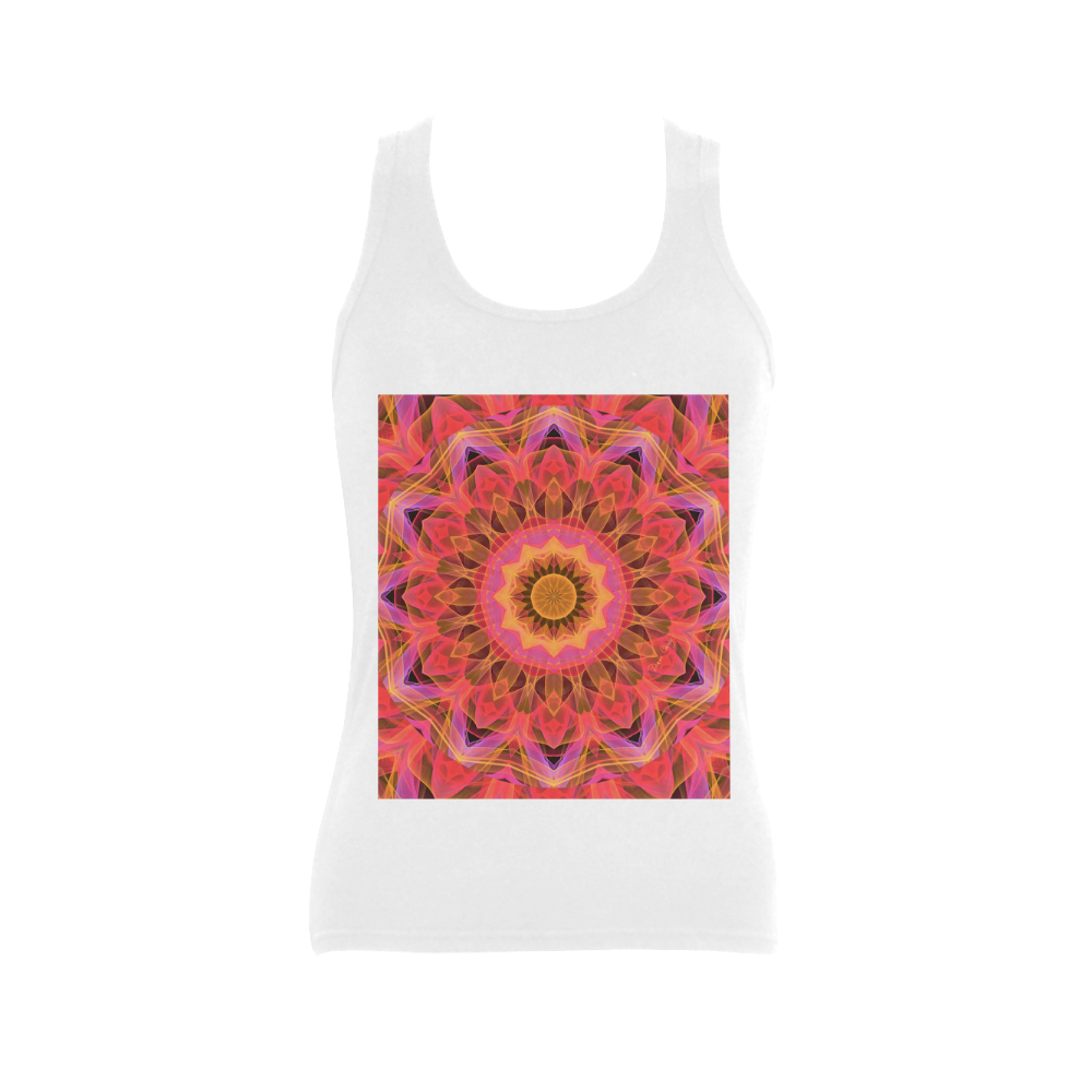 Abstract Peach Violet Mandala Ribbon Candy Lace Women's Shoulder-Free Tank Top (Model T35)