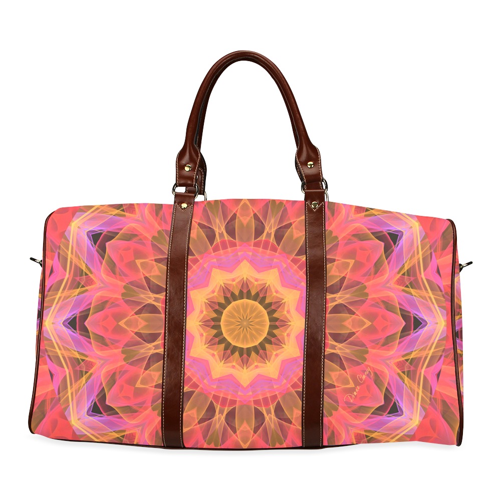 Abstract Peach Violet Mandala Ribbon Candy Lace Waterproof Travel Bag/Large (Model 1639)